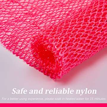 4 Pieces African Net Bath Sponge African Exfoliating Long Net Sponge Exfoliating Shower Body Scrubber Skin Smoother for Daily Use(Hot Pink, 25.6 x 7.9 inch)