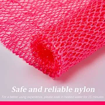 4 Pieces African Net Bath Sponge African Exfoliating Long Net Sponge Exfoliating Shower Body Scrubber Skin Smoother for Daily Use(Hot Pink, 25.6 x 7.9 inch)