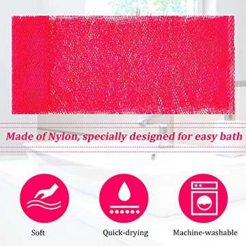 4 Pieces African Net Bath Sponge African Exfoliating Long Net Sponge Exfoliating Shower Body Scrubber Skin Smoother for Daily Use(Hot Pink, 25.6 x 7.9 inch)