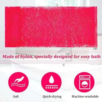 4 Pieces African Net Bath Sponge African Exfoliating Long Net Sponge Exfoliating Shower Body Scrubber Skin Smoother for Daily Use(Hot Pink, 25.6 x 7.9 inch)