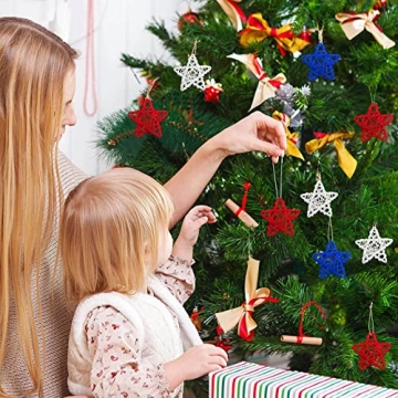 STMK 15 Pcs 4th of July Star Shaped Rattan Balls Decoration, 2.36 Inch Red White and Blue Star Shaped Wicker Balls for 4th of July Home Decor DIY Vase Bowl Filler Ornament Table Decoration