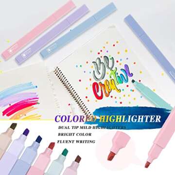 12 Pieces Aesthetic Bible Highlighters and Pens No Bleed with Chisel Tip Pastel Markers Multicolor Kawaii Stationary for Office School Supplies (Elegant Style)