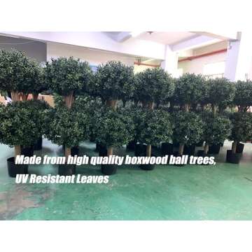 BLONYUVC 3Ft-35'' Artificial Boxwood Double Ball Topiary Trees,2PACK Faux Topiaries Tree Store Garde...
