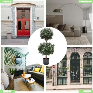 Artificial Boxwood Double Ball Topiary Trees for Home Decor