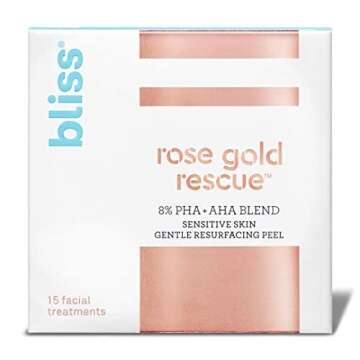 Bliss Rose Gold Rescue Daily Peel - 15 ct | Vegan & Paraben-Free | 8% PHA + AHA Blend for Sensitive Skin | Targets Dull Skin, Wrinkles, Enlarged Pores, Uneven Tone & Texture
