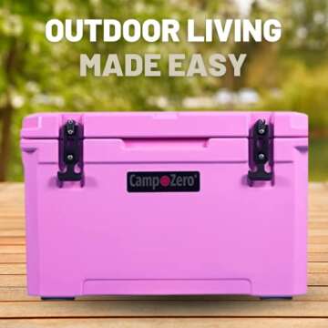 CAMP-ZERO 40L-42 Quart Hard Cooler Ice Chest, Perfect for Drinks, Beach, Picnics, Boating, Hunting, Camping and Travel with 4 Molded-in Cup Holders and Comfort Grip Handles
