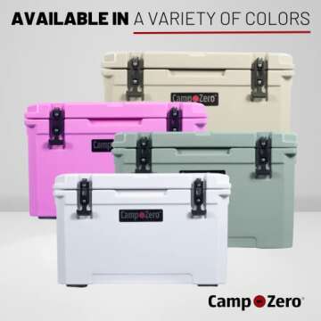 CAMP-ZERO 40L-42 Quart Hard Cooler Ice Chest, Perfect for Drinks, Beach, Picnics, Boating, Hunting, Camping and Travel with 4 Molded-in Cup Holders and Comfort Grip Handles