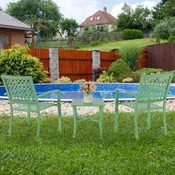 Attliasalon 3 Pieces Outdoor Patio Bistro Set, Mental Bistro Table and Chairs Outdoor Furniture Set ...