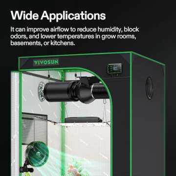 VIVOSUN D4 4 Inch 195 CFM Inline Duct Ventilation Fan HVAC Vent Blower for Hydroponics Grow Tent