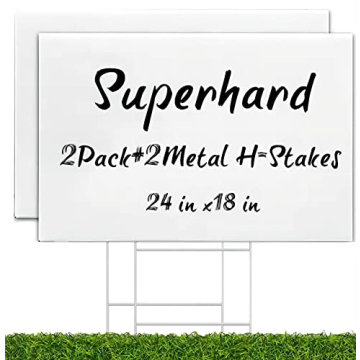WENWELL 2 Blank Yard Signs with H Metal Stakes 18 x 24 Inch for Events and Promotions