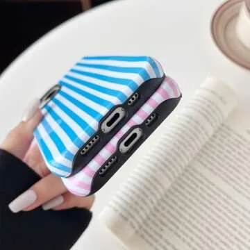 Longlayss iPhone 15 Cute Striped Phone Case for Women