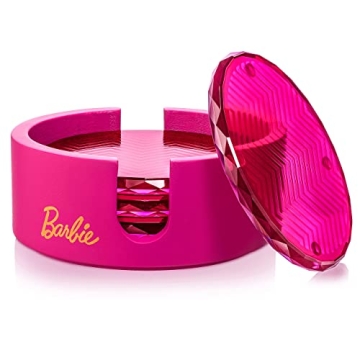 Dragon Glassware x Barbie Coasters Set - Glamorous Pink Crystal Drink Coasters with Holder