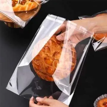 KoberrLi 100Pcs 4½ x 6½-inch Clear Resealable Cello Cellophane Bags Clear Cookie Bags Self Adhesive for Candy Cookies Cards
