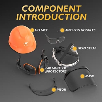 TOOLIOM Chainsaw Helmet Safety Forestry Helmet Safety Protective Helmet with Anti-Fog Goggles