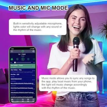 UNICROWN 100ft Waterproof LED Strip Lights - RGB & Music Sync