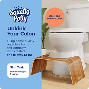 Stylish Squatty Potty Slim Teak Toilet Stool for Healthy Relief