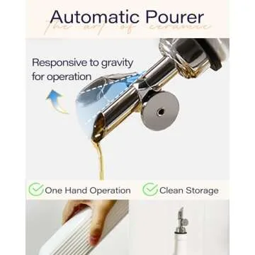 getstar 18 oz Olive Oil Dispenser Bottle for Kitchen, Ceramic Oil Bottle with Automatic Stainless Steel Pourer