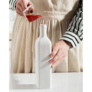 getstar 18 oz Olive Oil Dispenser Bottle for Kitchen, Ceramic Oil Bottle with Automatic Stainless Steel Pourer