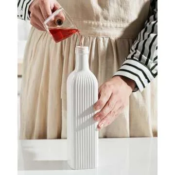 getstar 18 oz Olive Oil Dispenser Bottle for Kitchen, Ceramic Oil Bottle with Automatic Stainless Steel Pourer