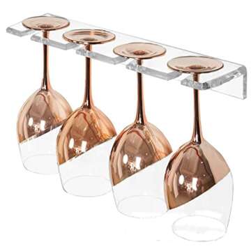 Wine Glass Holder Tall Glass Holder Wall Mounted Acrylic Wine Glass Holder Wine Glass Display Rack Tableware Wine Glass Storage Rack（Transparent 2 pieces ）