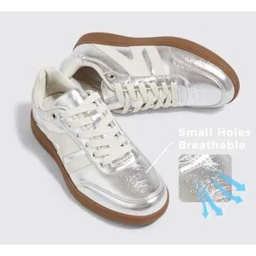 LUCKY STEP Women Classic Retro Gum Sole Fashion Sneakers Casual Tennis Skate Shoe Genuine Leather Wa...