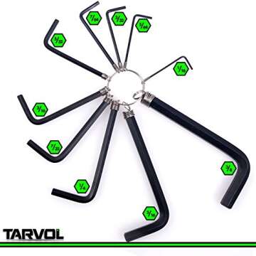 Allen Wrench Hex Key Set (10 WRENCHES - INDUSTRIAL GRADE) SAE Sizes 1/16-3/8 - Carbon Steel Construction with Black Finish