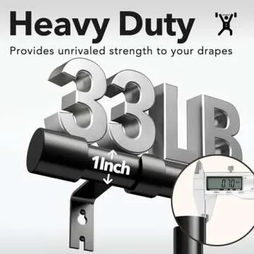 IFELS Heavy Duty Curtain Rods for Windows 28 to 48 Inch, 1 Inch Black Curtain Rods for Outdoor, Farmhouse, Bedroom, Kitchen, Living Room, Adjustable Easy Install Curtain Rods (A2,Black,30"-60")