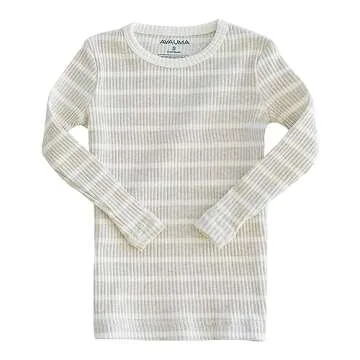 AVAUMA Baby Boys Girls Pajama Set 6M-7T Kids Cute Toddler Snug fit Pjs Cotton Sleepwear (Stripe_Beig...