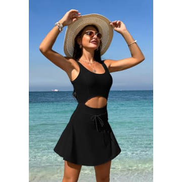 Stylish Pink Queen Women's Cutout One Piece Skirt Swimsuit