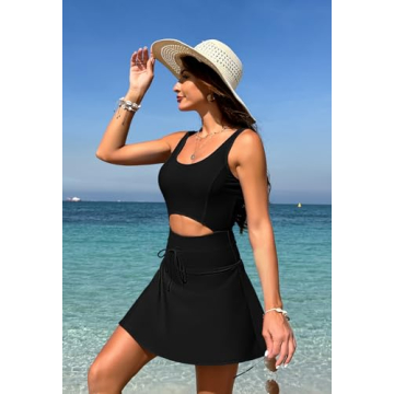 Stylish Pink Queen Women's Cutout One Piece Skirt Swimsuit