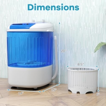 Giantex Portable Mini Washing Machine, 5.5 lbs Capacity Small Compact Laundry Washer with Spin Tub &...