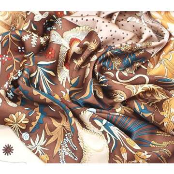 ANDANTINO 100% Pure Mulberry Silk Scarf 43" Large Square Lightweight Headscarf& Shawl–Women Hair Wraps-With Gift Packed (Light Khaki)