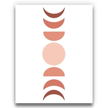 Copper Hued Earth Tones Abstract Moon Phases Wall Art | 11x14 UNFRAMED Blush, Pink, Rose, Wine Color...