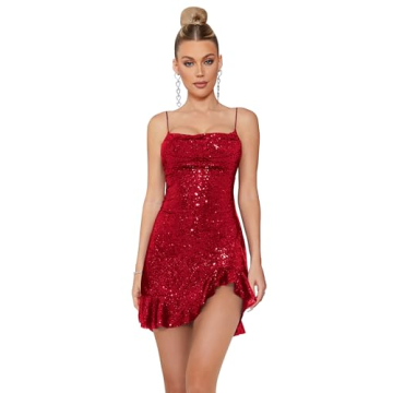 meilun Sparkly Glitter Mini Homecoming Dress for Teens - Stylish Cocktail Party Dress with Ruffles a...