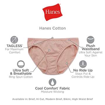 Hanes womens Cotton briefs underwear, 6 Pack - Hi Cut Assorted 1, 7 US