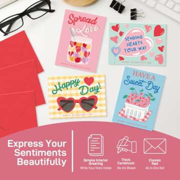 S&O Fun Happy Valentines Day Cards - Set of 24 Valentine Cards Boxed with Envelopes - Valentines Card for Grandma, Kids, Friends & Family - Love Cards for Him & Her - Greeting Cards Assortment Box