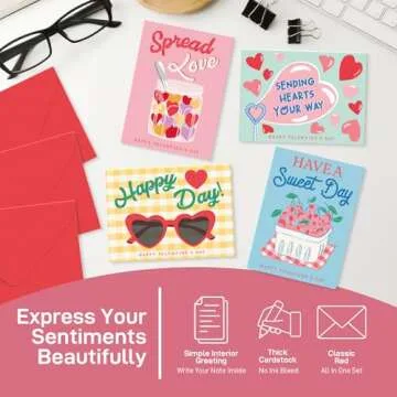 S&O Fun Happy Valentines Day Cards - Set of 24 Valentine Cards Boxed with Envelopes - Valentines Card for Grandma, Kids, Friends & Family - Love Cards for Him & Her - Greeting Cards Assortment Box