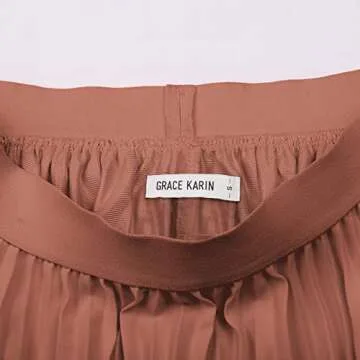 Grace Karin Pleated Chiffon A-Line Midi Skirt for Women