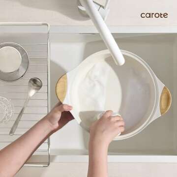 CAROTE Ceramic Pots and Pans Set, Cookware Set 7 Piece Non-toxic Healthy Non Stick Cooking Set Cooking Set,Induction Cookware, Dishwasher Safe