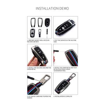 Bradegeve Key Fob Cover Case, Keychain, Metal Shell Cover Compatible for BMW 1 3 4 5 6 7 Series X3 X4 M5 M6 GT3 GT5 (Silver)