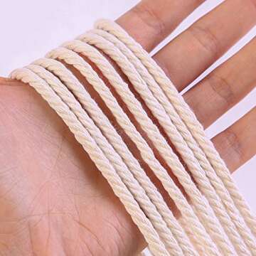 Macrame Cord 4mm x 109Yards - 100% Natural Cotton for Crafts, Decor and More