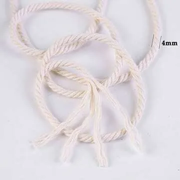 Macrame Cord 4mm Natural Cotton Rope for Crafts and Decor