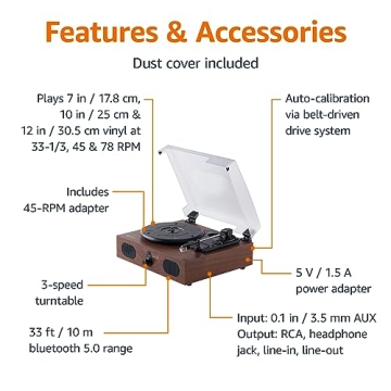 Amazon Basics Bluetooth Turntable with Built-in Speakers