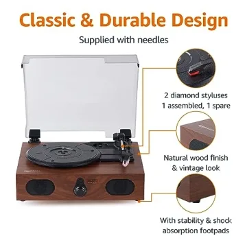 Amazon Basics Bluetooth Turntable with Built-in Speakers
