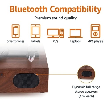 Amazon Basics Bluetooth Turntable with Built-in Speakers