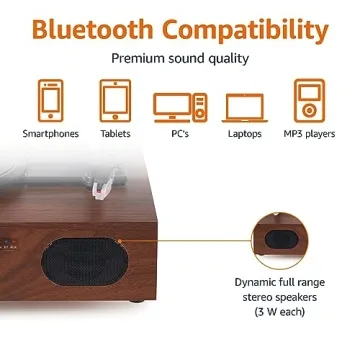 Amazon Basics Bluetooth Turntable with Built-in Speakers