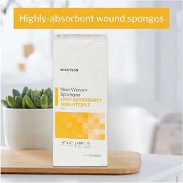 McKesson Non-Woven Sponges, Non-Sterile, 4-Ply, High Absorbency, Polyester / Rayon, 4 in x 4 in, 200 per Pack, 1 Pack