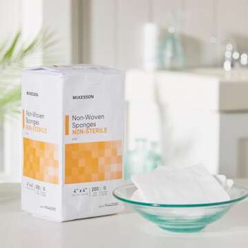 McKesson Non-Woven Sponges, Non-Sterile, 4-Ply, High Absorbency, Polyester / Rayon, 4 in x 4 in, 200 per Pack, 1 Pack