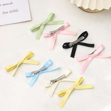 12PCS Small Hair Bows, Etercycle Beautiful Bow Hair Clips Satin Ribbon Hair Accessories, Cute BowKnot Barrettes Alligator Clips Hair Bow for Women