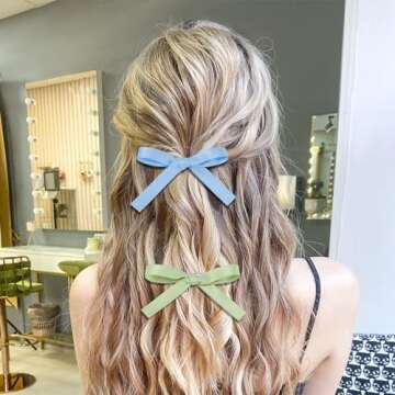 12PCS Small Hair Bows, Etercycle Beautiful Bow Hair Clips Satin Ribbon Hair Accessories, Cute BowKnot Barrettes Alligator Clips Hair Bow for Women